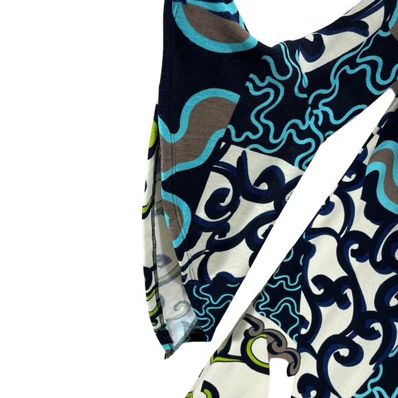 Vintage Vision Y2K Abstract Print Terry Mini Dress Bell Sleeves Size Medium - Picture 4 of 9